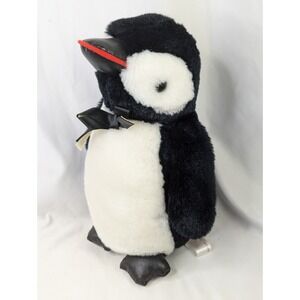 HugFun Penguin Plush 10 Inch Black White Vinyl Beak Feet 106560 Stuffed Animal